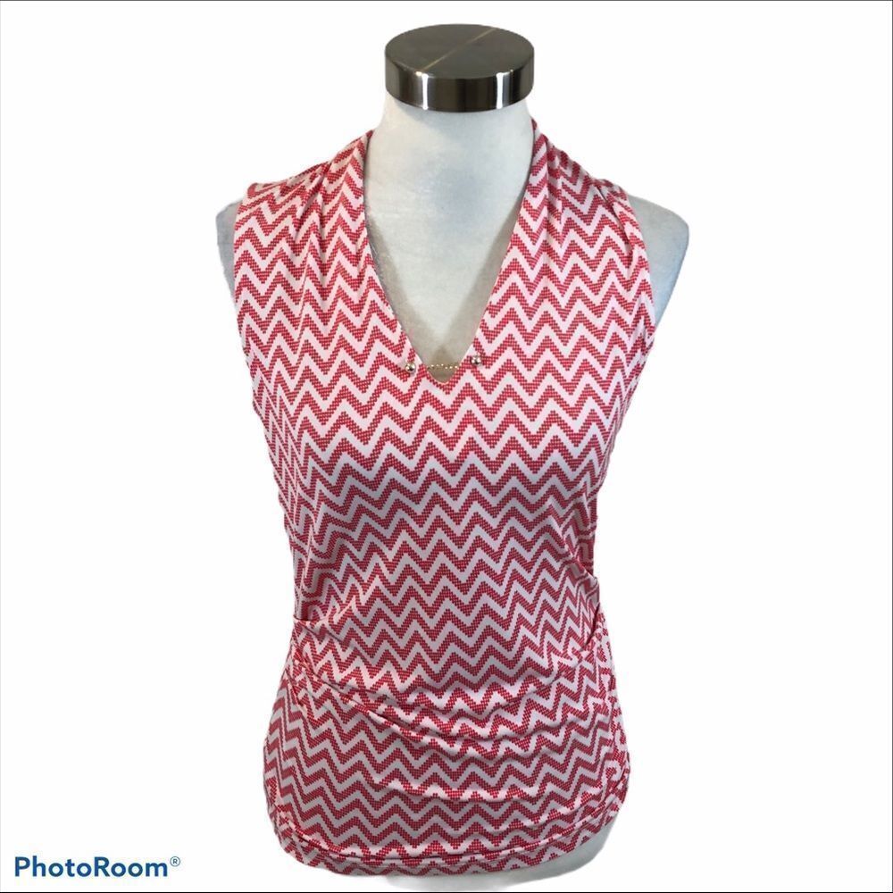 New York and Co Sleeveless V Neck Blouse Small